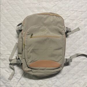Stylish Beige Backpack with Tan Accents
